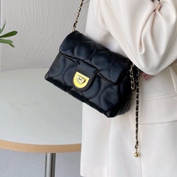 Rantai Unik Kulit Bag Wanita Casual JS Cewek Selempang Tas 8510 Tas Limited Black Mini -