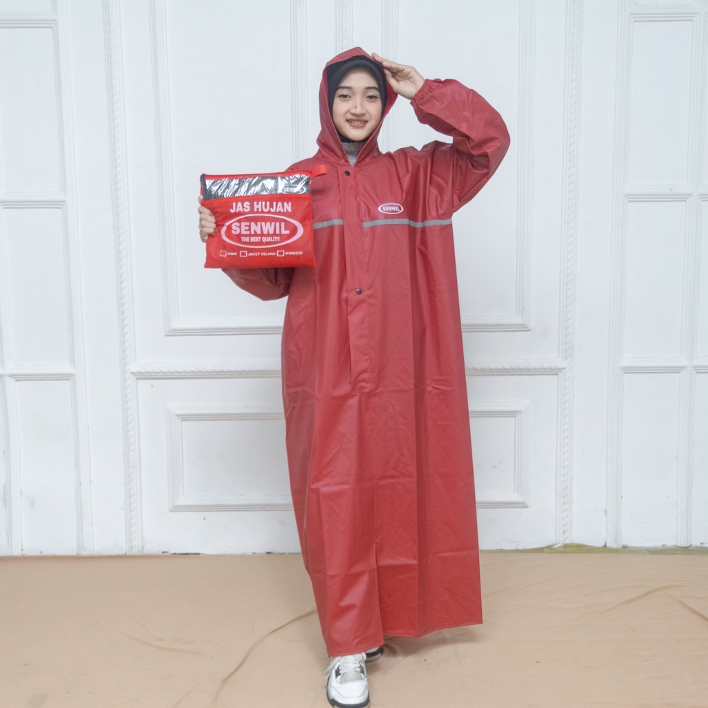 Jas Hujan Wanita Model Gamis Syar'i By Senwil Mantel Ujan Bigsize Tebal Lentur Kuat Jumbo Muslimah Shar'i Waterproof Hijab Perempuan Syari Terusan Rok Cewek Best Quality Raincoat