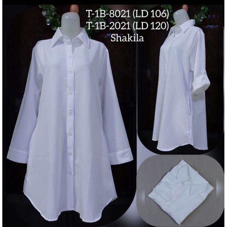 Tunik  Shakila polos putih hitam premium