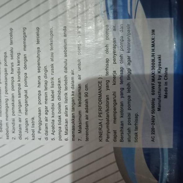 aquarium kolam ikan hias pompa celup KIYOSAKI wp 105 no yamano