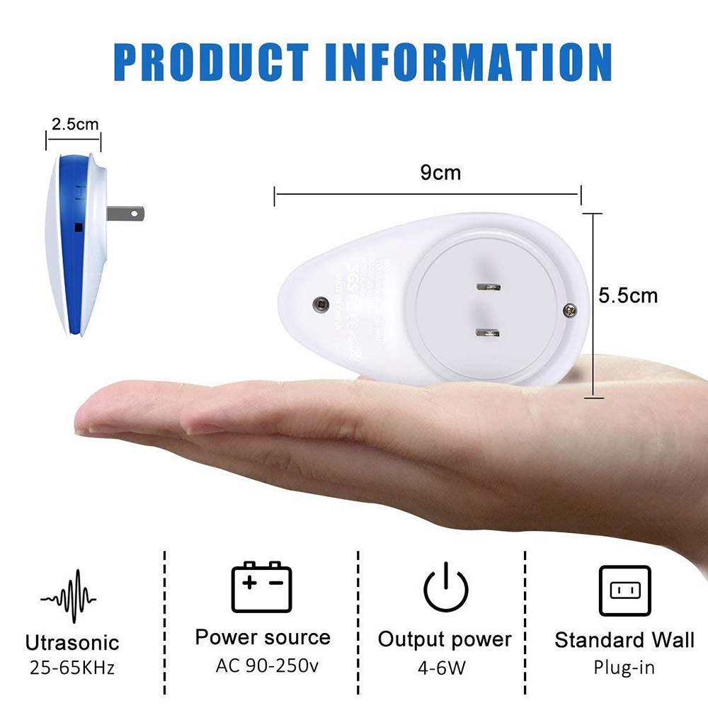 ღ Ultrasonik Tidak Beracun Wave Pest Repeller Listrik Anti Tikus Serangga Alat Pengusir Nyamuk Hama Penolak Indoor Elektronik Plug