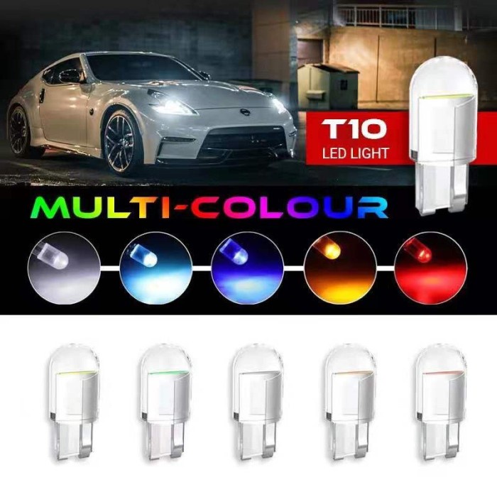 Lampu Resin Kaca Kabin Parkir Sein Mundur Motor T10 W5W 12v COB LED - Kuning