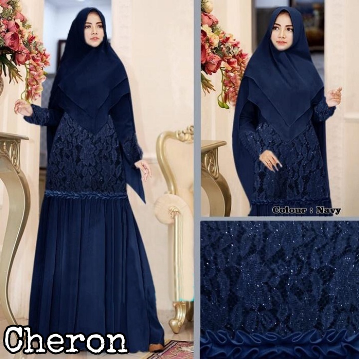 CHERON SALE 16198 - Baju Muslim Gamis Syari Maxi Maxy Dress Pesta Bordir Busana Gamis Pesta Lebaran 