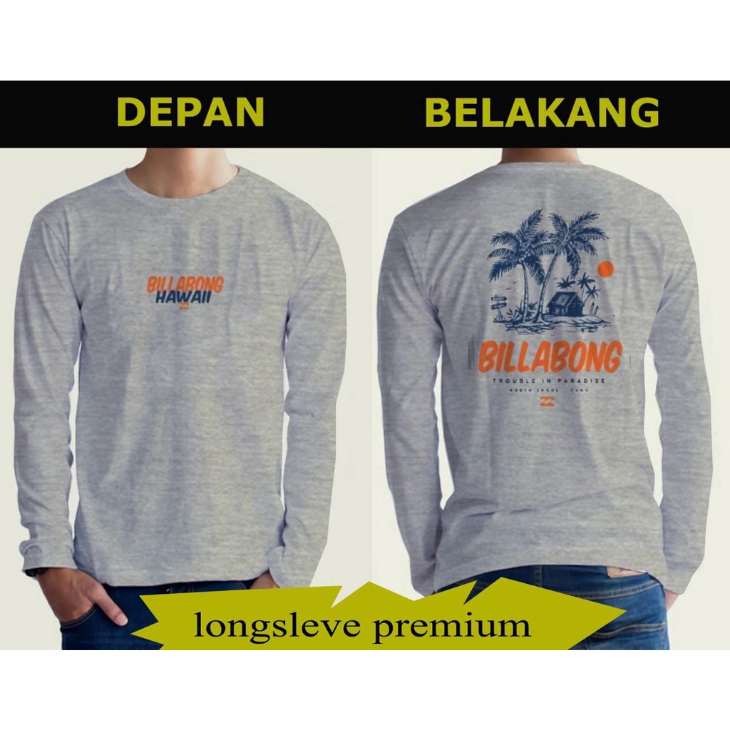 KAOS LONG SLEEVE BILLABONG HAWAII GREY KAOS LENGAN PANJANG