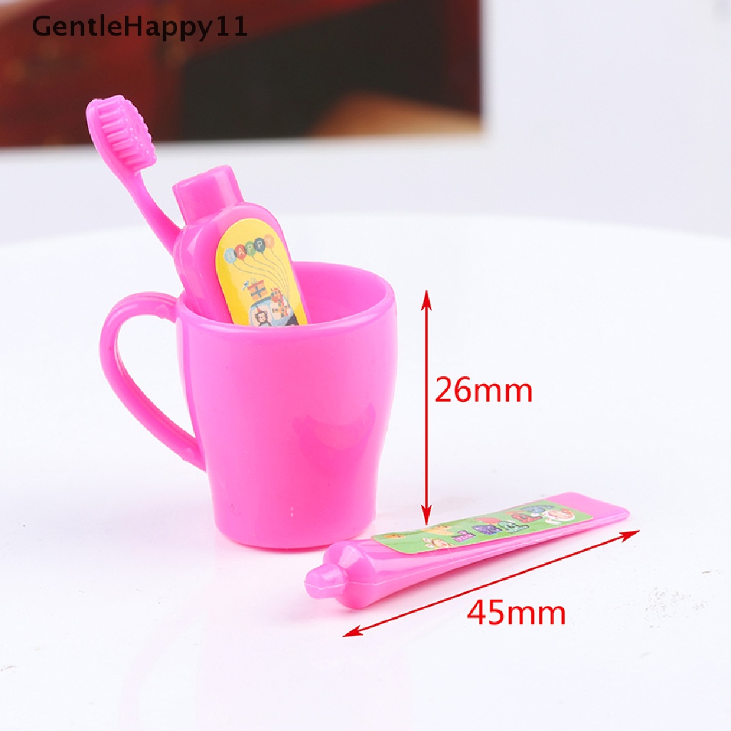 Gentlehappy Dollhouse Miniatur Sikat Gigi Odol Tabung Cangkir Set Boneka Kamar Mandi Decor Mainan id