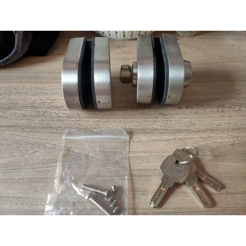 Kunci Pintu Kaca Double/Glass Door Lock Satu Set