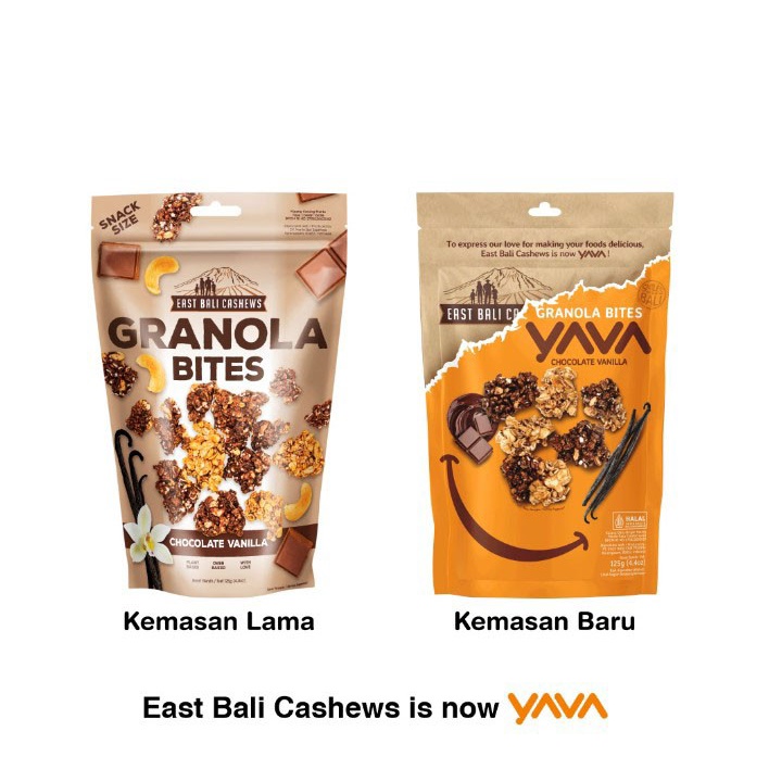 East Bali Cashews Granola Bites Chocolate Vanilla/ Coconut Banana/ Tropical Fruits 125 gram YAVA