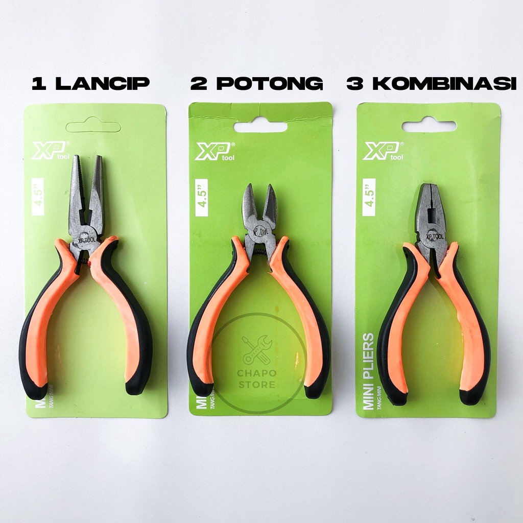 XP TOOL tang  kombinasi lancip potong mini 4,5&quot; inch linesman diagonal long nose pliers tang knip cucut