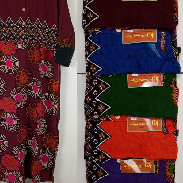 Daster Kencana Ungu Lengan Panjang Pola Label Coklat