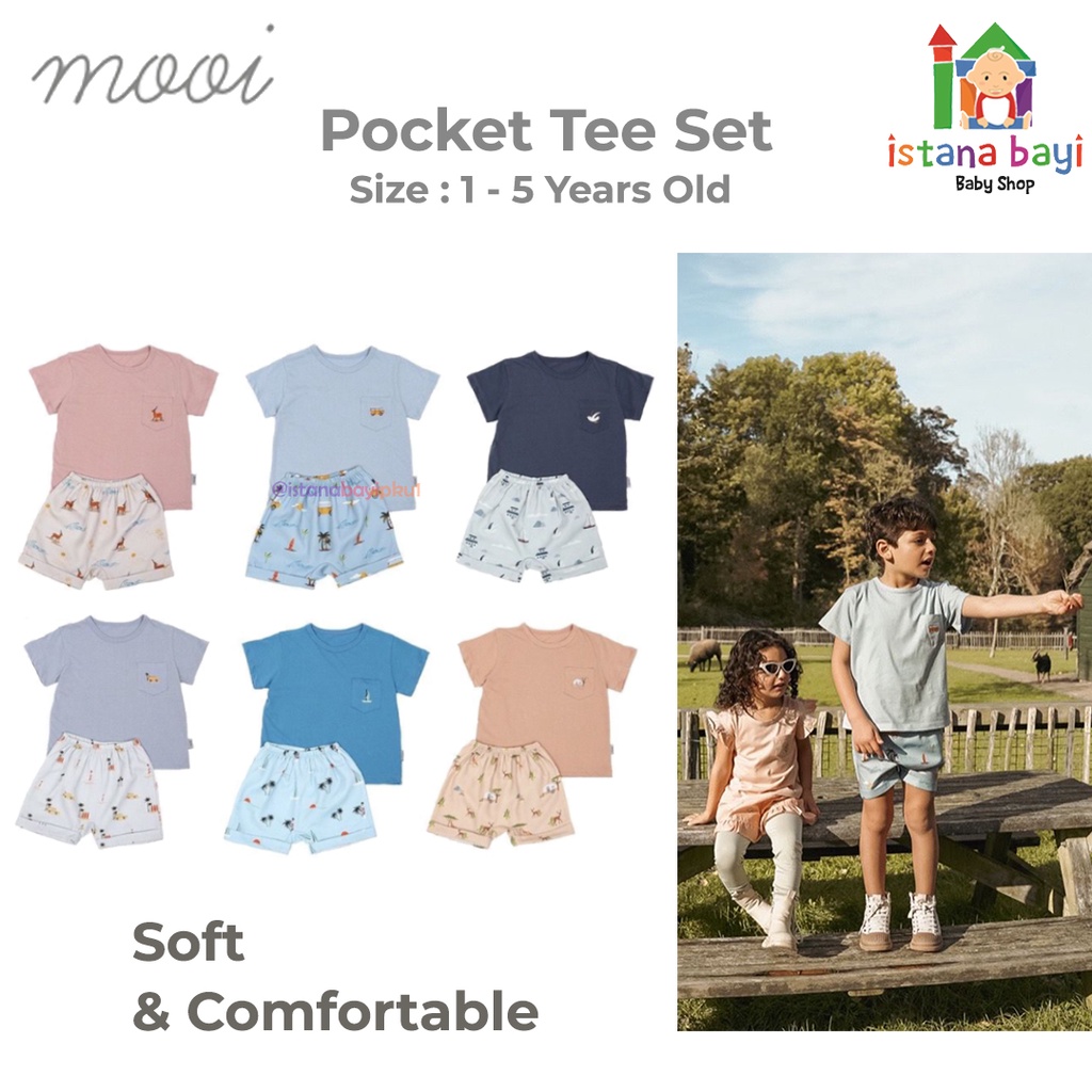 MOOI POCKET TEE SET - Mooi Setelan anak/Setelan anak murah/baju anak Murah