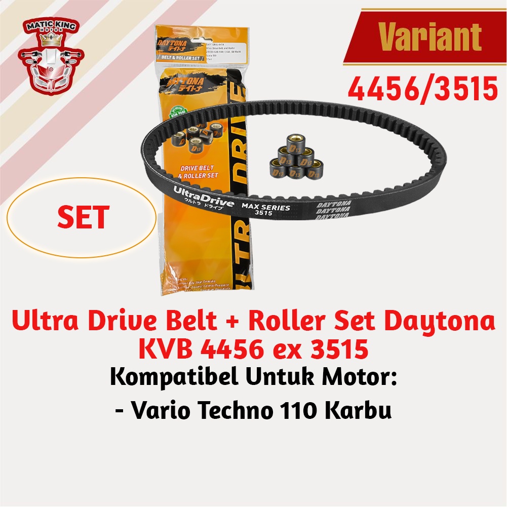 Vanbelt SET assy Vario Techno 125 CBS FI ESP Daytona Ultra Drive Belt+roller 4457 3516