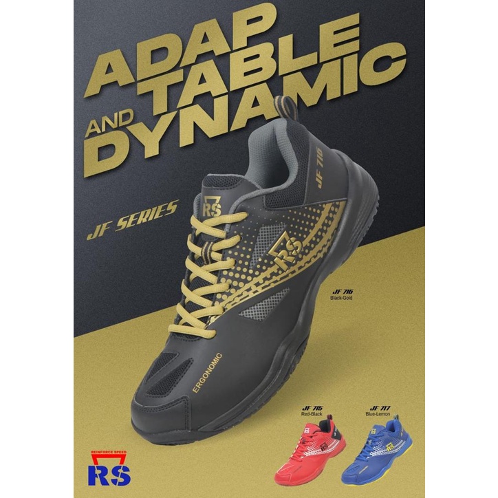 Sepatu Badminton RS Jeffer RS JF 716 Black ORIGINAL JF716