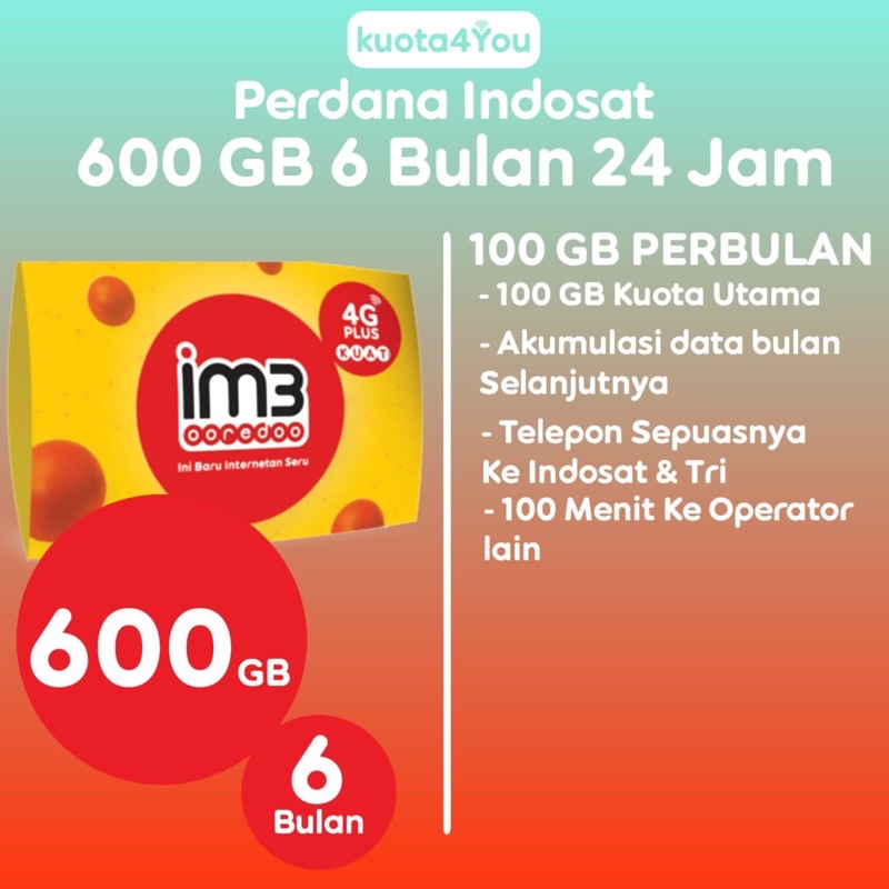 Perdana Indosat 600 GB 6 Bulan