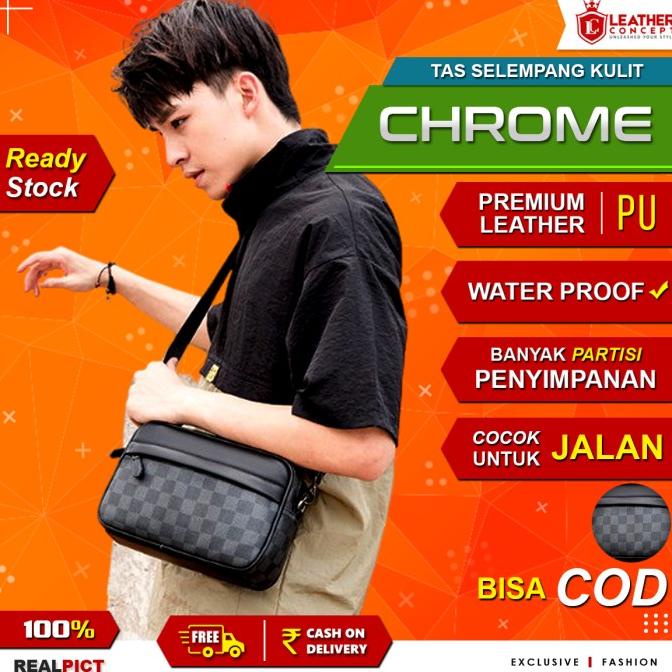 Tas Selempang Pria Kulit Tas Kulit Pria Tas Pria Tas Jalan Chrome