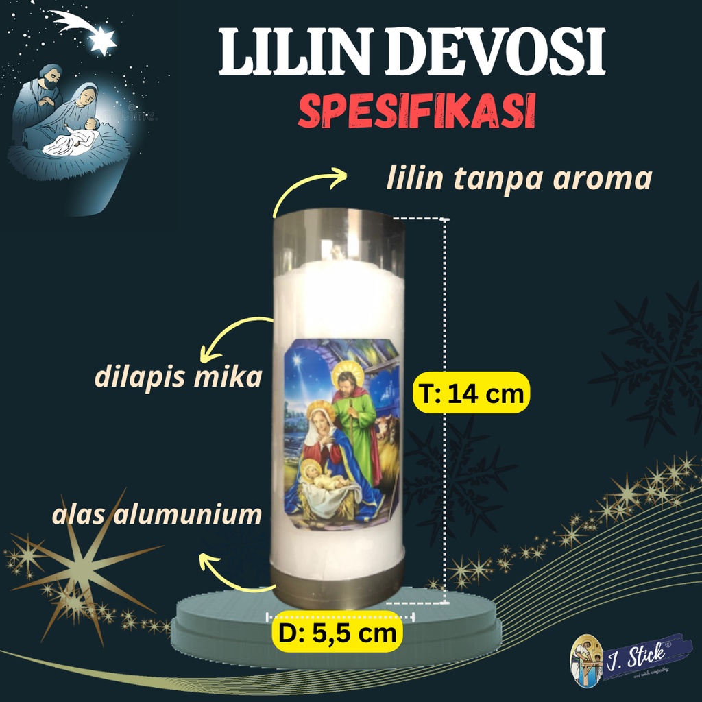 Lilin Rohani Katolik, Lilin Doa, Lilin Natal, Keluarga Kudus 14 cm (1pc), Edisi baru