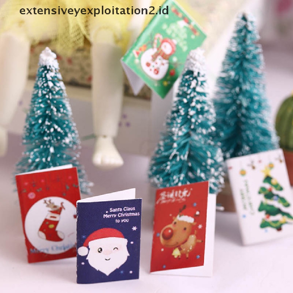 5pcs / Set Mainan Miniatur Kartu Natal Skala 1: 12 Untuk Aksesoris Rumah Boneka