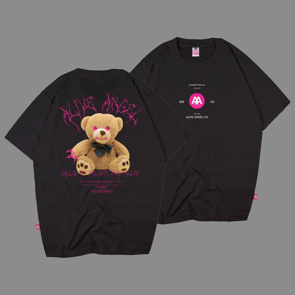 TEDDY BEAR VAMPIR / KAOS DISTRO / TSHIRT / ALIVE ANGEL / CASUAL / STREETWEAR / ATASAN / LENGAN PENDE