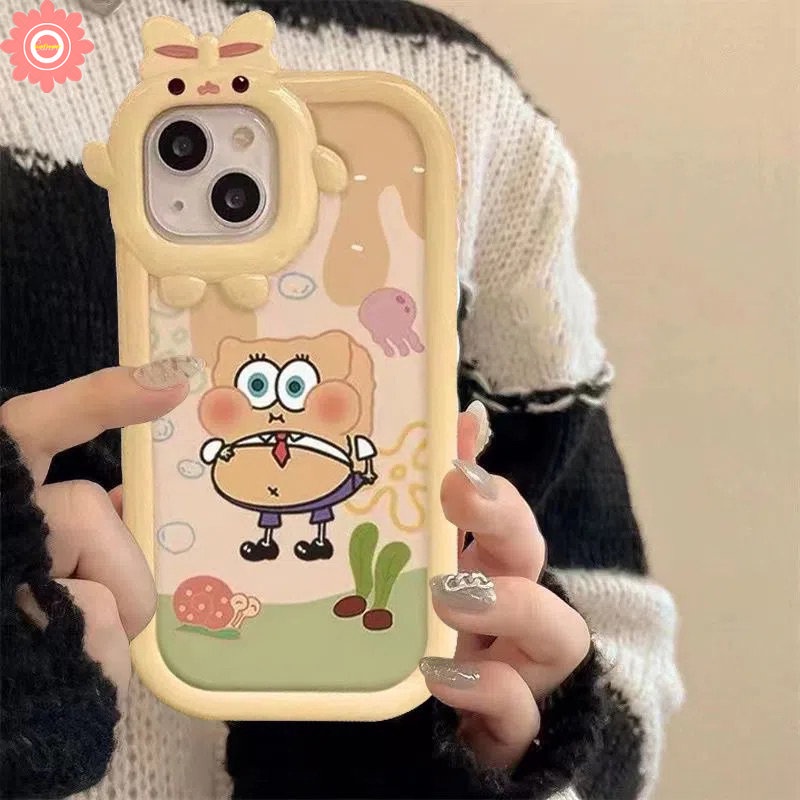 Soft Case Motif SpongeBob 3D Untuk iPhone 11 XR 12 13 14 Pro MAX 6 6s 7 8 14 Plus X XS MAX SE 2020