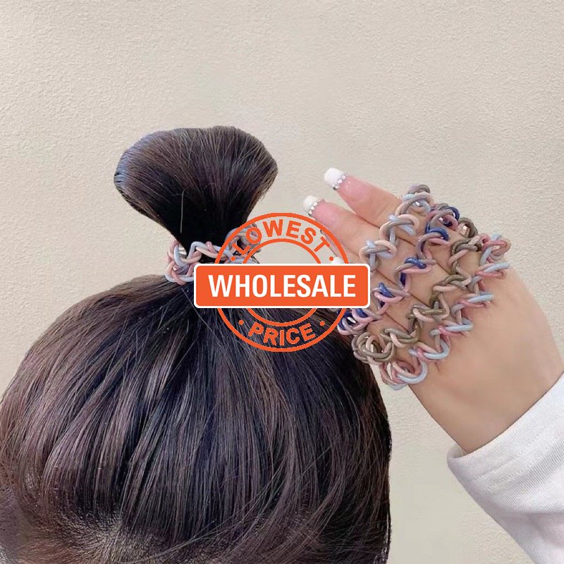 [Harga Grosir] Plastik Ponytail Kepang Fixer Gadis Garis Telepon Rambut Cincin Trendi Aksesoris Rambut Gaya Korea Anak-Anak Tali Rambut Peregangan Tinggi-blocking Warna-Ikat Kepala