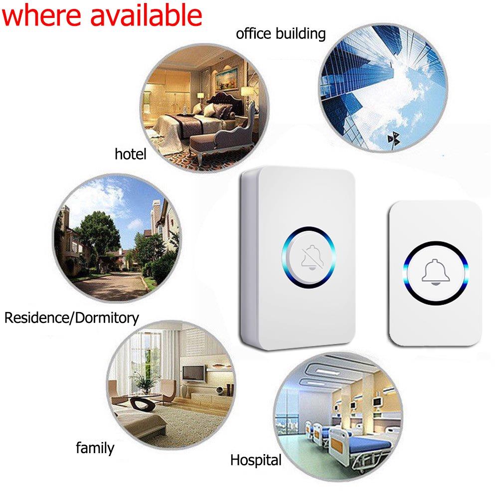 Wireless Doorbell Tanpa Kabel Set 1 Tombol 2 Receiver 110db Waterproof 60 Ringtones Door Bell