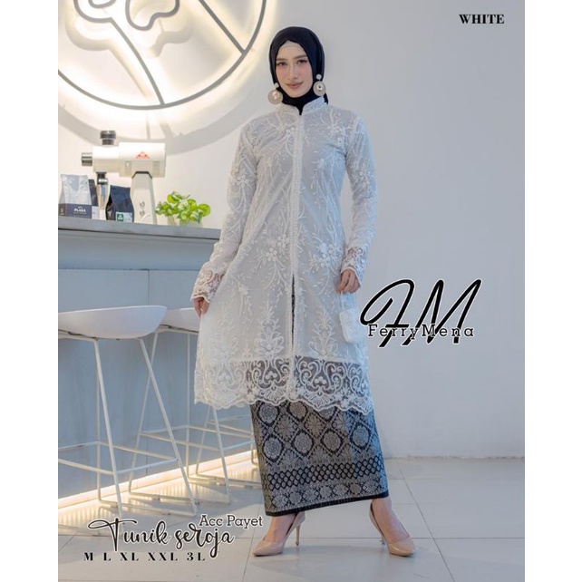 Permata Olshop / Kebaya Tunik Payet Seroja FM / Kebaya Busui / Kebaya Jumbo Modern / Kebaya Pesta Mewah / Kebaya Payet / Kebaya Tunik / Set Kebaya Rok Songket