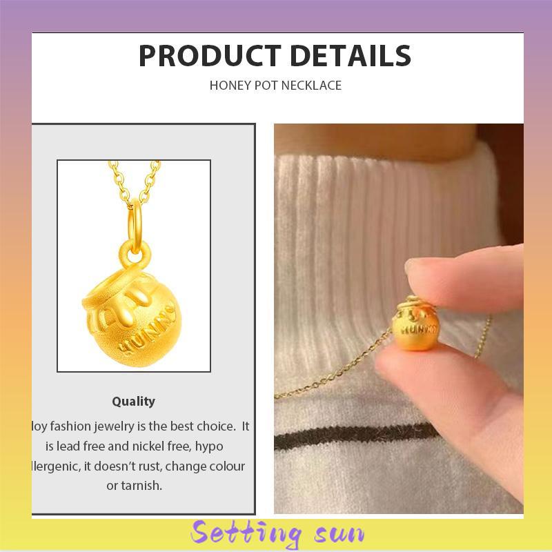 Kalung Winnie-the-Pooh Alloy Bahan Kartun Lucu Korea Gaya Aksesori Fashion TN