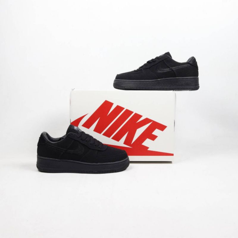 Sepatu Nike Air Force 1 Low Stussy Fossil Stone Black 100% Original BNIB (Free Kaos Kaki, Double box