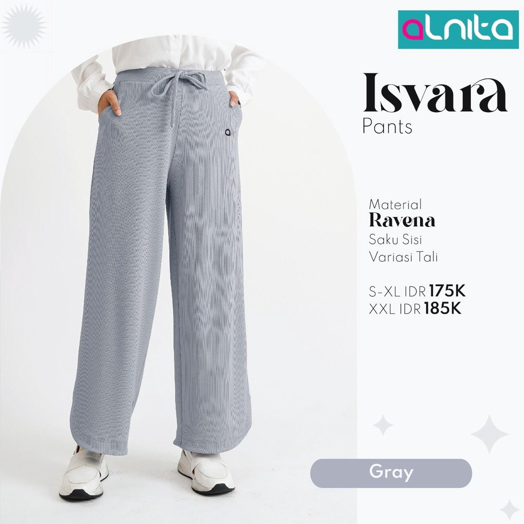 [BISA COD] Alnita Isvara Pants Bahan Ravena Bawahan Celana Muslimah Simpel by Alnita