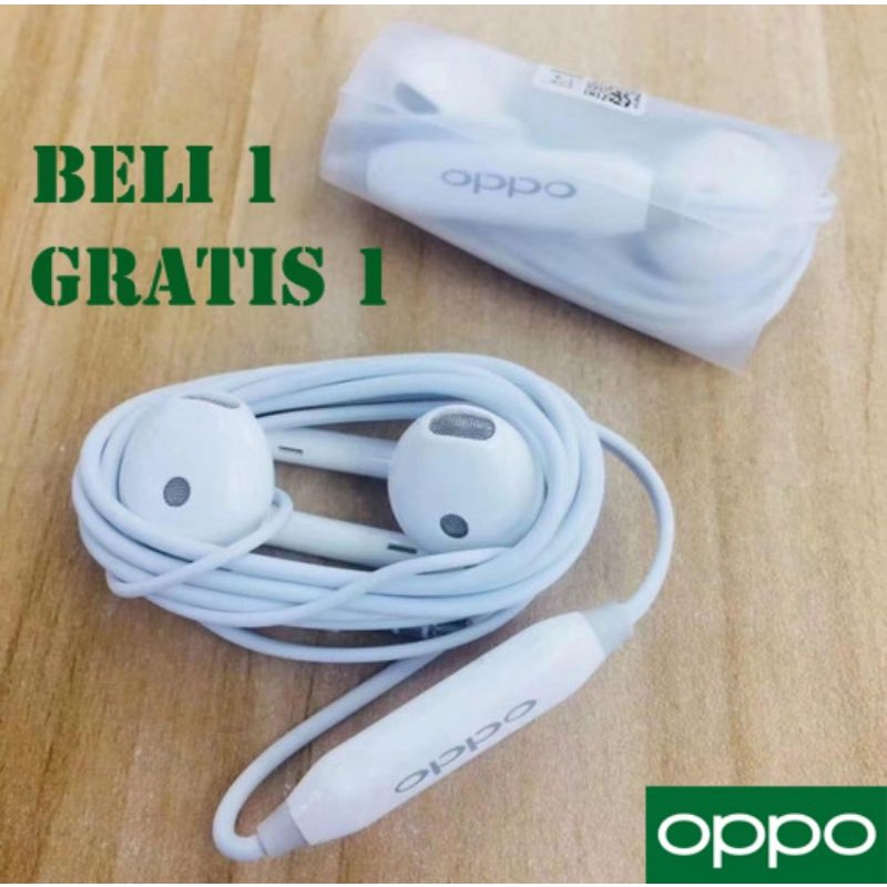 HANDSFREE OPPO HEADSET OPPO BELI 1 GRATIS 1 ORIGINAL COPOTAN GARANSI