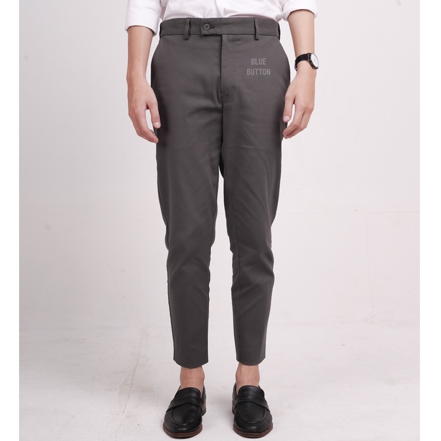 BlueButton Smart Chino Ankle Pants Slim Fit Magic Waist Celana Panjang Chino - Dark Grey