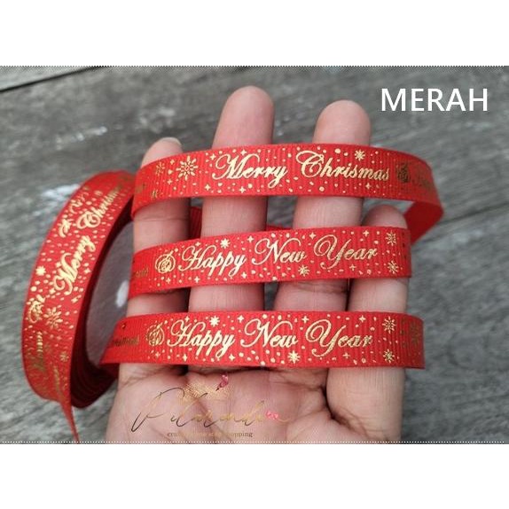 

GNATL-297 : Pita Natal Grosgrain Import Poli Emas 1,2 cm (per rol)