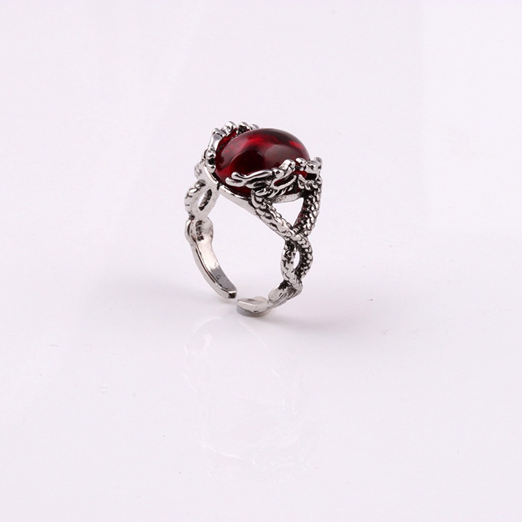 Cincin Desain Kepala Naga Ganda Bahan Zircon