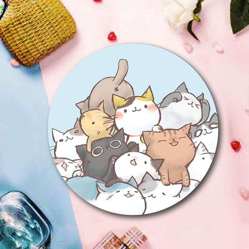 Mouse Pad Alas Mousepad Bundar Bulat Laptop Macbook Asus HP Lenovo IPad Tablet Gaming Anti Slip Geser Lentur Waterproof Tahan Air Gambar Unicorn Cat Rabbit Bear Motif Karakter Lucu Cute Warna Pink Blue Kuning Coklat Pastel Korean Style Murah