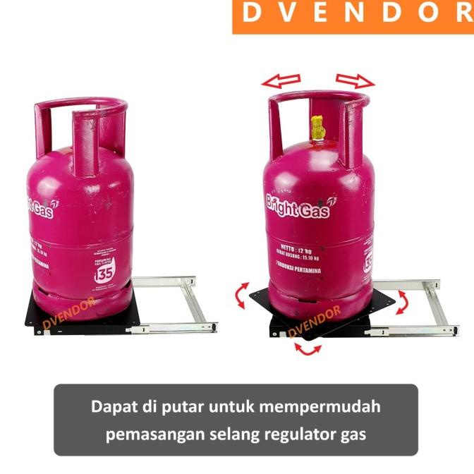 Rak Tempat Gas Tarik Sliding Pull Out Porter Gas Lpg Tray Troli Roda