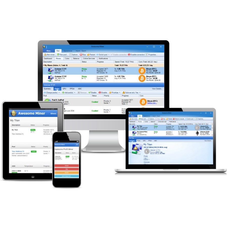 Software Bitcoin etherium Awesome Miner Cryptocurrency bitcoin