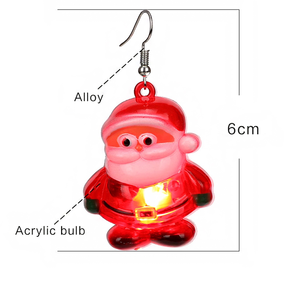 Anting Desain Bohlam Lampu Rusa Pohon Natal Santa Claus Luminous Untuk Pesta