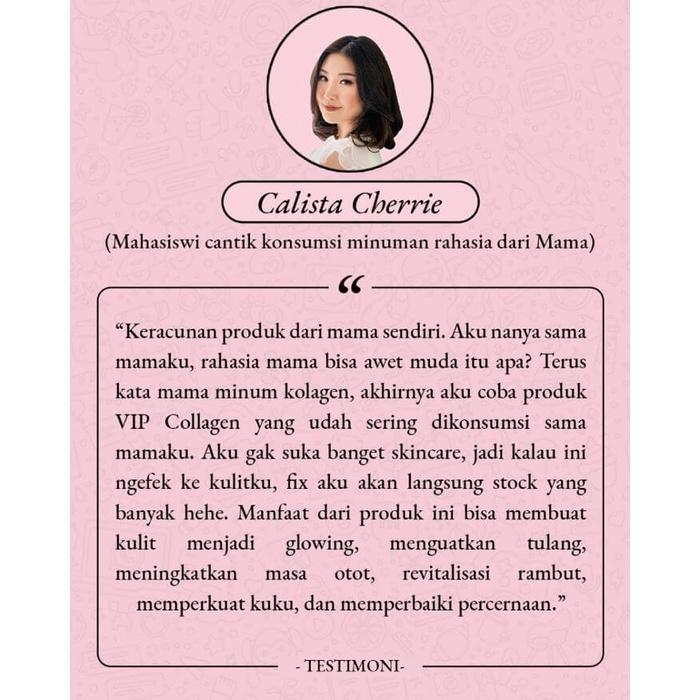 VIP Collagen Drink 1 Box (20 Sachet) Minuman Premium Kolagen Colagen Pencerah Pelembab Kulit Wajah Sehat Cantik Glowing Original 100% Official