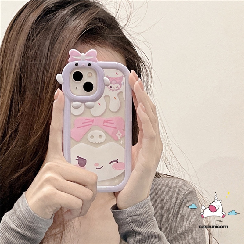 Kuromi Case Lucu Samsung A13 A12 A14 A04E A04 A32 A50 A50s A30s A51 A52 A52s A31 A22 A23 M32 A33 A53 A73 A04s A11 A21s A71 A53 A03 A03s A02s 3D Bow Little Monster Lens Soft Case