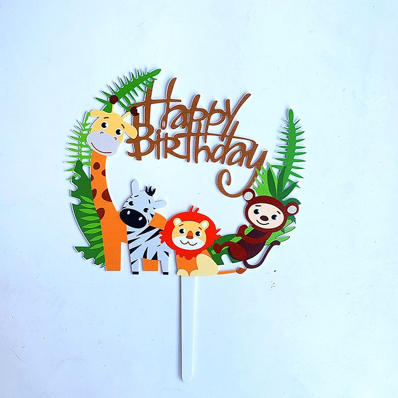 TOPPER KUE DESAIN JUNGLE ZOO AKRILIK /TOPPER 3D ANIMASI