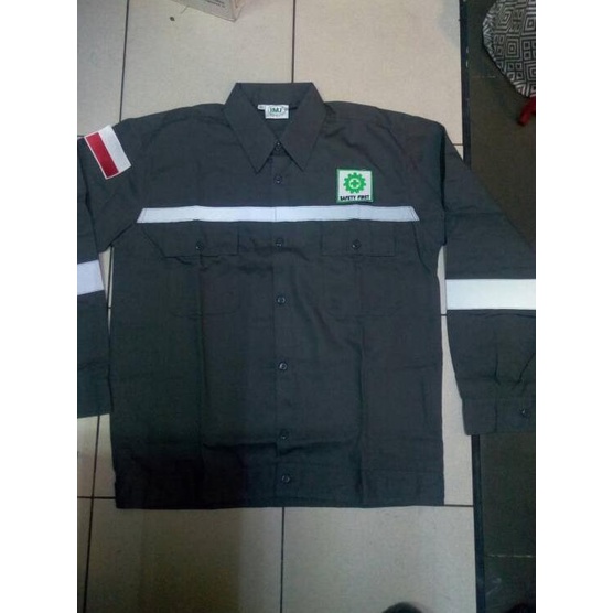baju kerja safety +logo k3 & merah putih