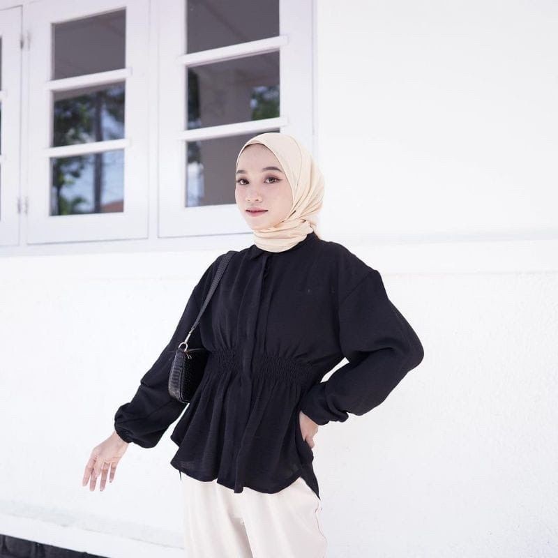 Verby Blouse Wanita Polos Crincle Airflow