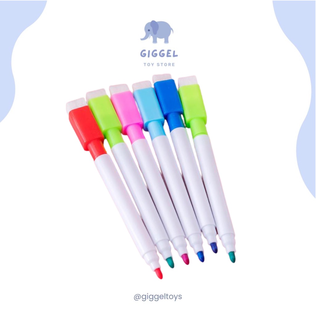 [ Giggel ] SMALL WHITEBOARD PEN / Spidol Penghapus Tinta Hitam / Dapat Dihapus / Wipe and Clean / Whiteboard Market