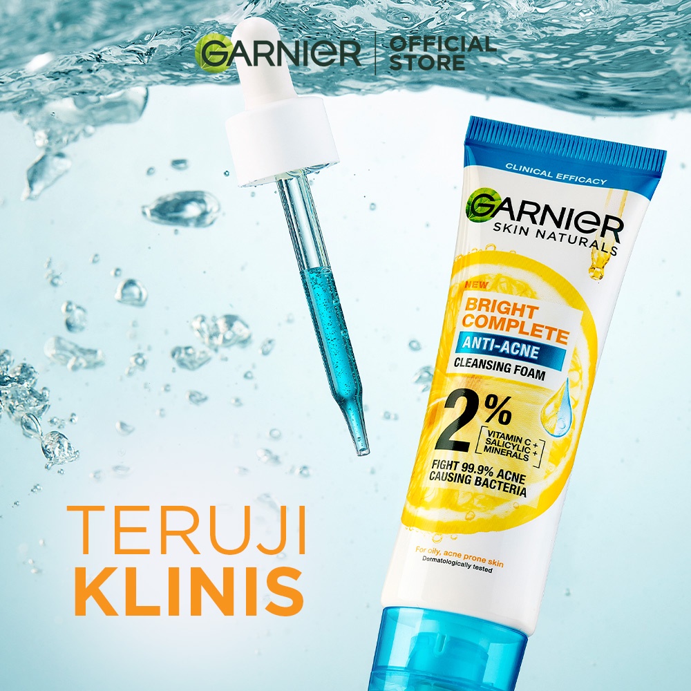 Garnier Bright Complete 3-in-1 Anti Acne Facial Wash sabun cuci muka anti jerawat 50mL  100 ML