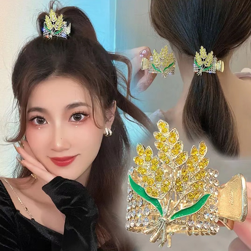 Jepit Rambut Ponytail Bahan Alloy Aksen Mutiara Dan Berlian Imitasi Gaya Korea Untuk Wanita