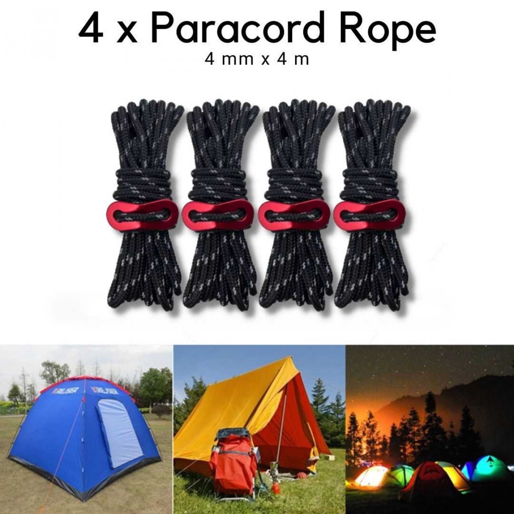Tali Paracord Serbaguna Tenda Outdoot Camping Rope 4 Roll Pin Buckle