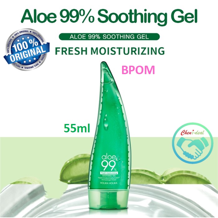 Holika Holika Aloe Vera 99% Soothing Gel - 99% Lidah Buaya Jeju ORGANIK untuk Wajah, Rambut, Badan