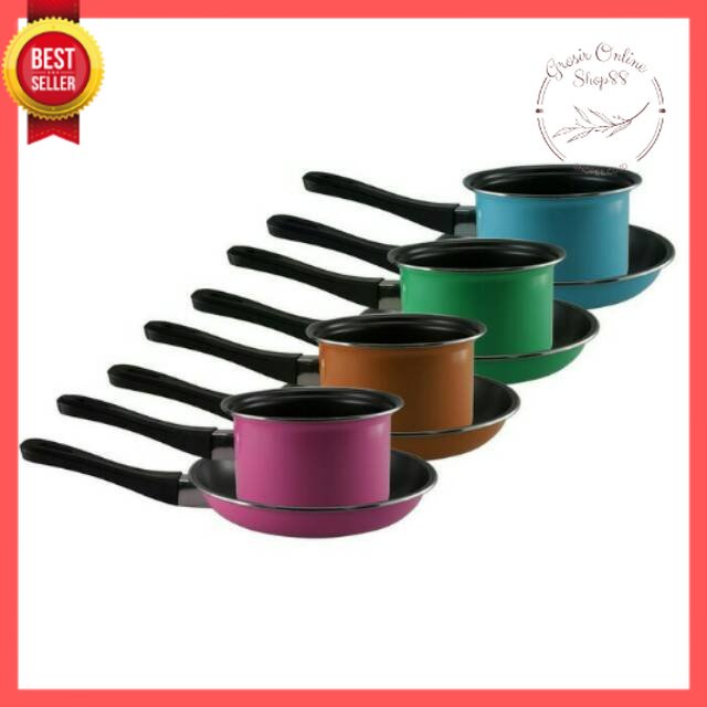 GOS - D308- Satu SET Panci dan Teflon Murah / Set Milk Pan 14cm + Fry Pan 20cm