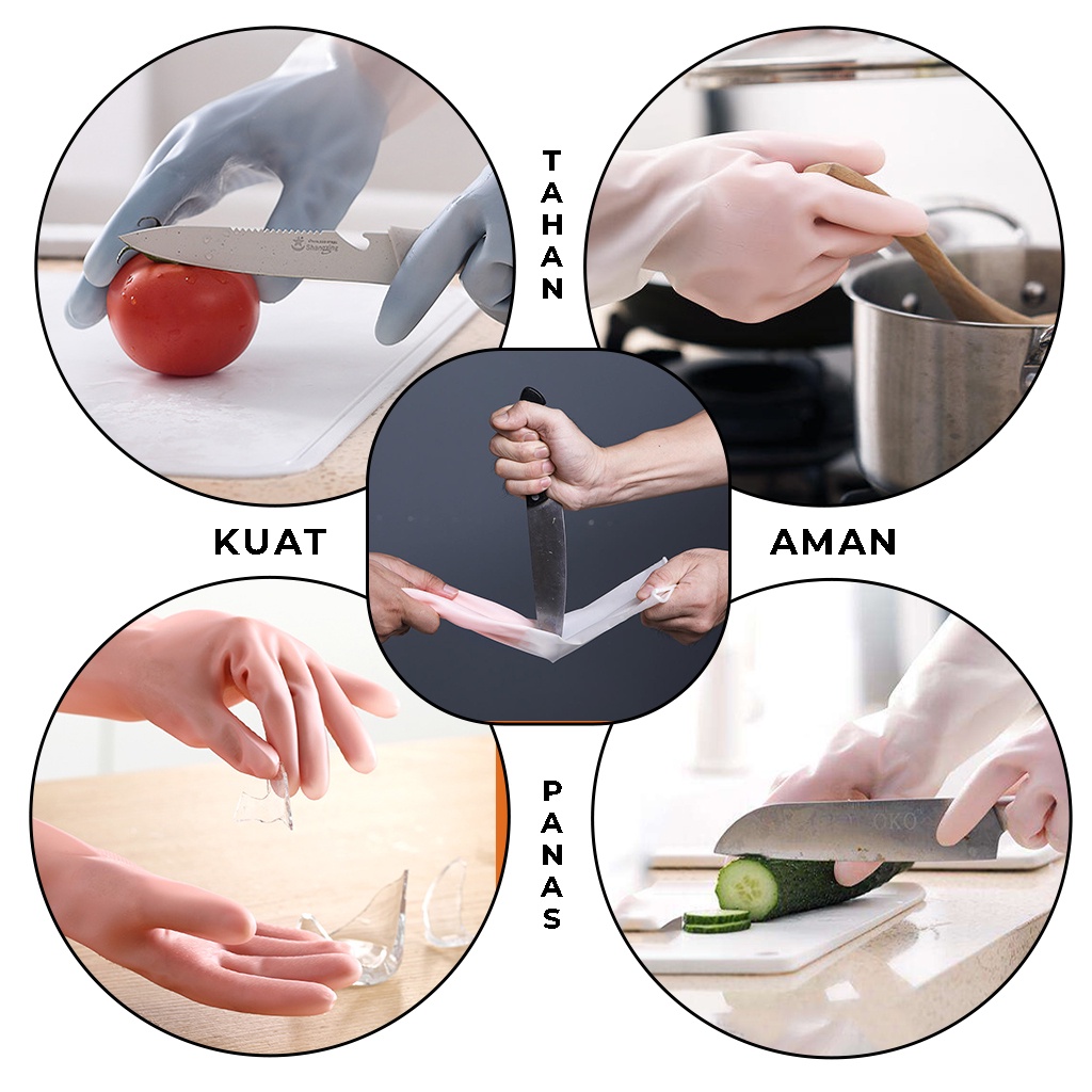 Sarung Tangan Cuci Piring Rubber Gloves Serbaguna Kaos Tangan Anti Air Karet Silikon Penutup Pelindung Tangan saat Cuci Baju Masak Berkebun aman anti kotor| GROSIRXPRESS