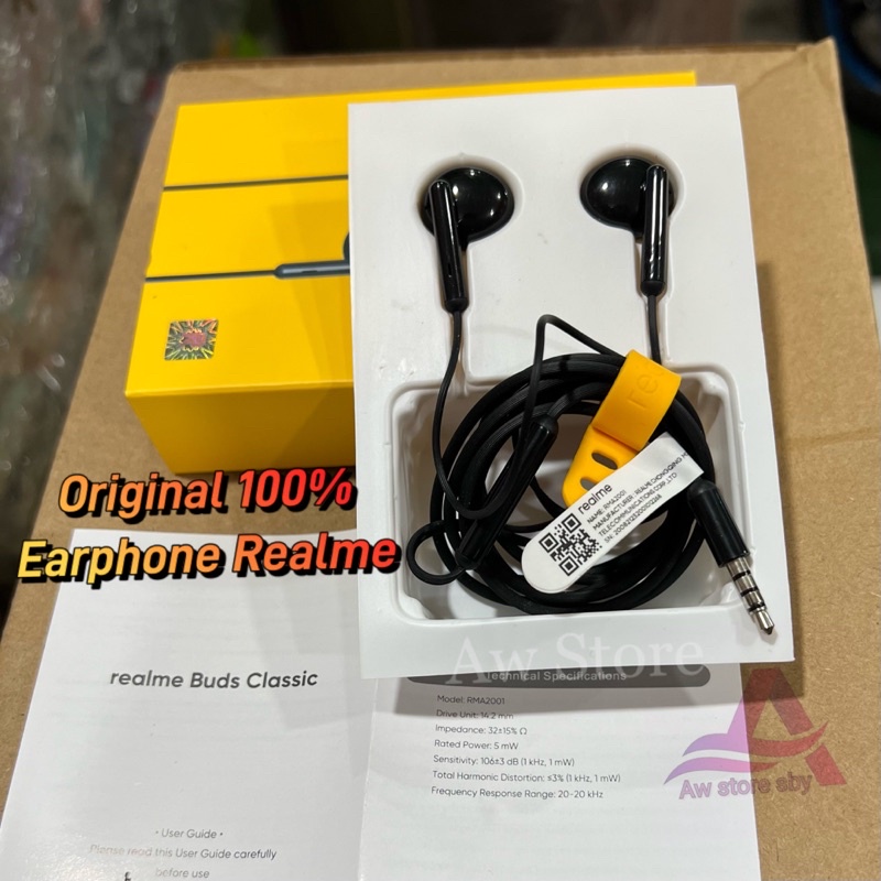 Original 100% Earphone Realme Black Edition Super Bass Stereo Headset Realme 3 Pro/5 Pro/6 Pro/C17/C21/C25/C30/C31/C35/Narzo/ GT Master