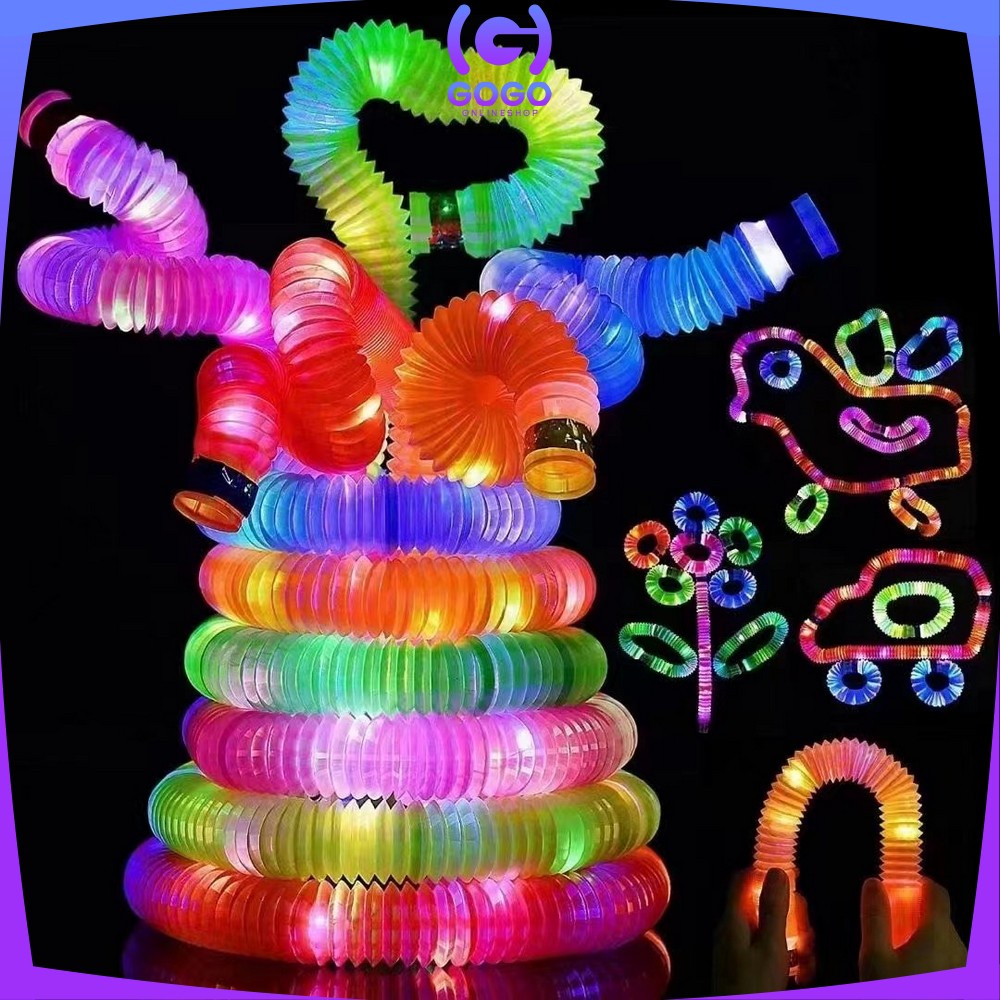 GOGO-M296 Mainan Anak Light Up Pop Pipes Led / Fidget Pop Tubes Sensory Toys / Maenan Kreasi Lampu Stick Selang Pipa Anak